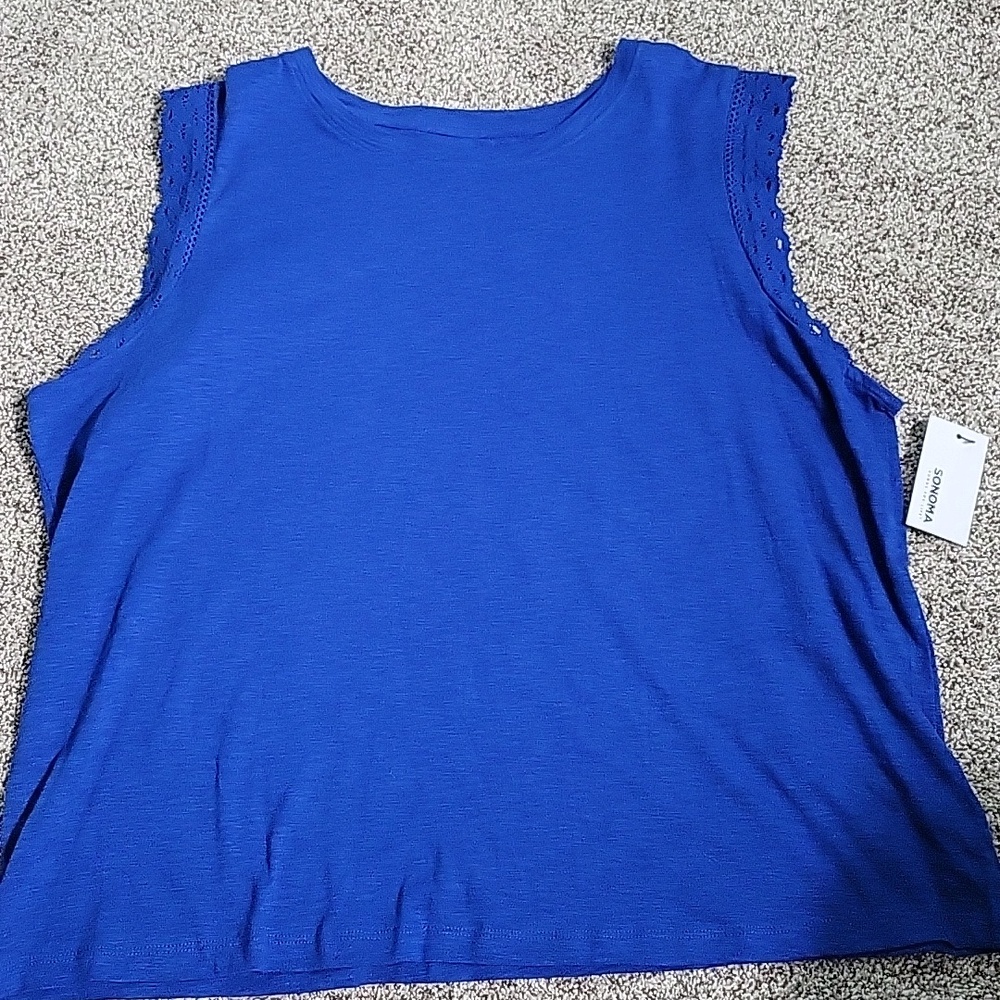 Sonoma Royal Blue Sleeveless Lace-Trim Tank
